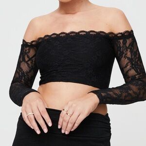 Princess Polly Danzer Off The Shoulder Top Black